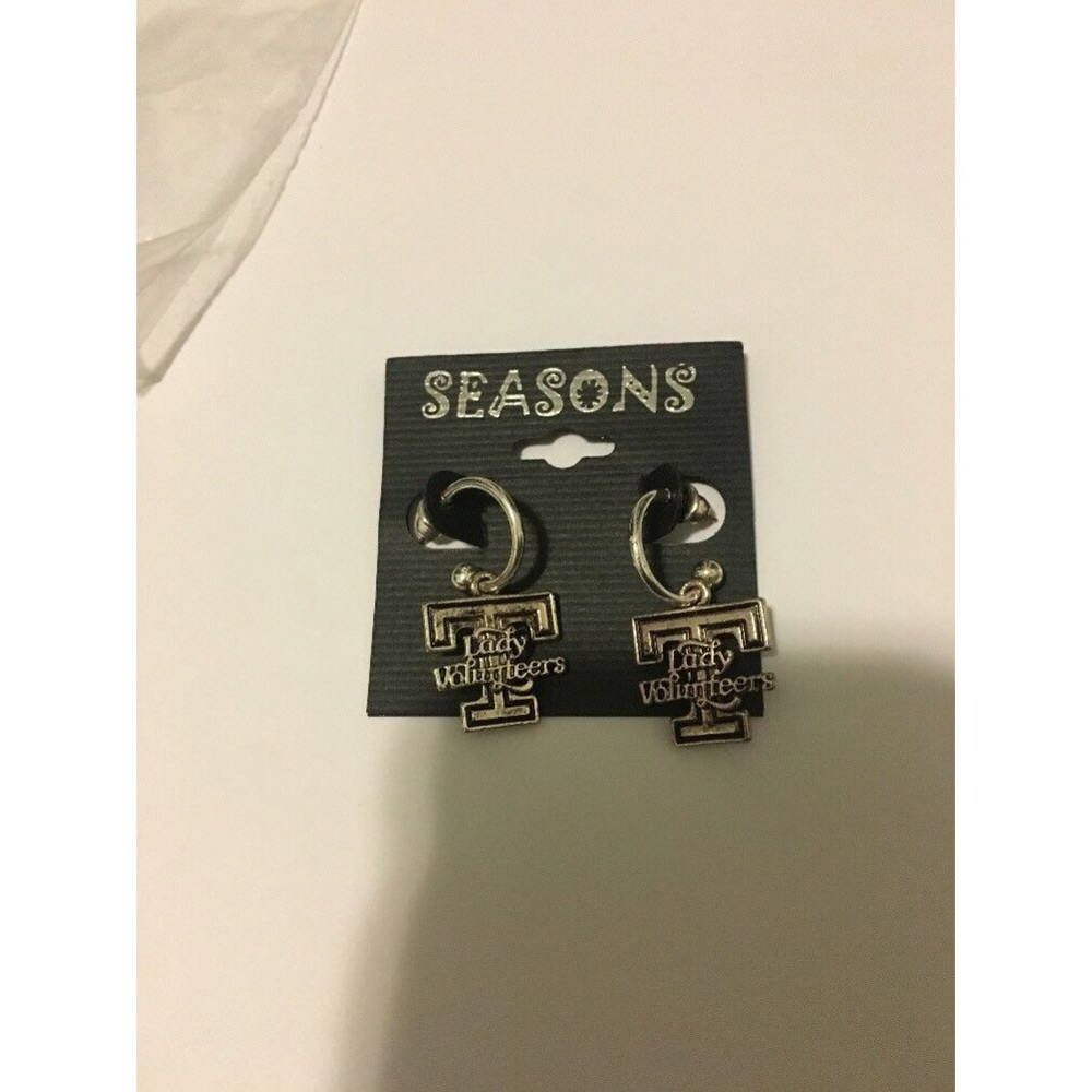 Seasons NCAA Tennessee Lady Volunteers Silver & Black Earrings